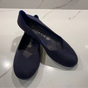 Rothy’s Navy Knit Flats Round Toe Sustainable Shoes